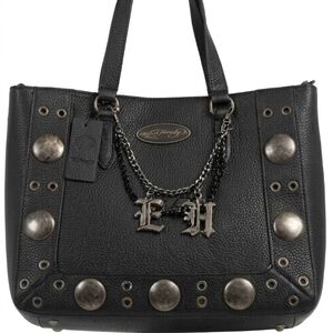 NWT Ed Hardy Black Tote with Metallic Accents